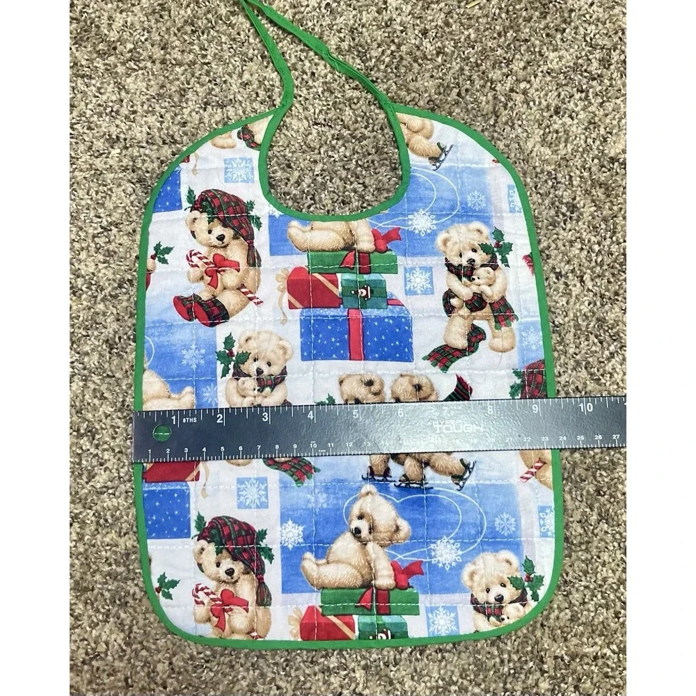 Lot Of 6 Quilted‎ Handmade Christmas Baby Bib Large Size 12
